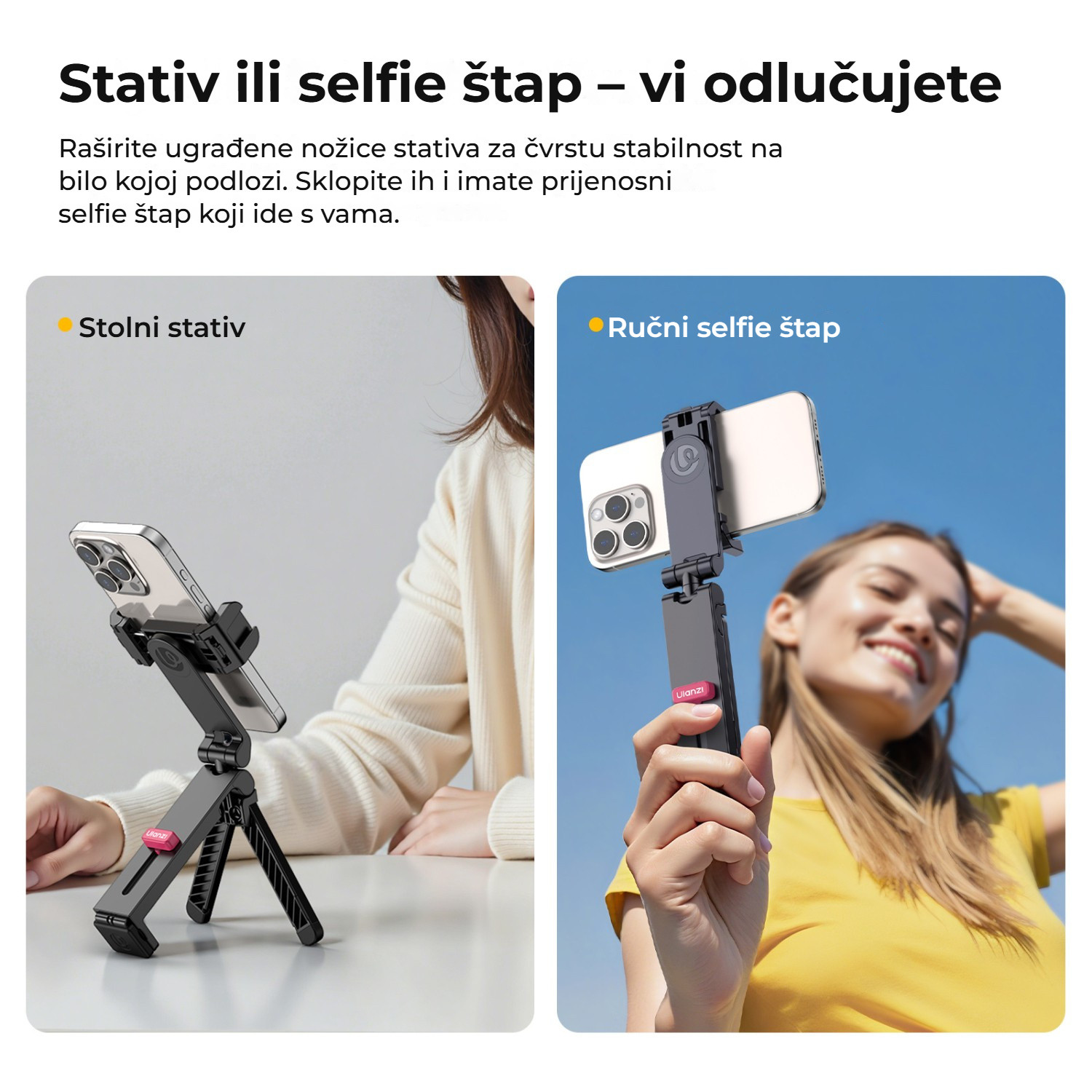 Ulanzi MA89 MagLock držák telefonu – Stolní stativ nebo selfie tyč