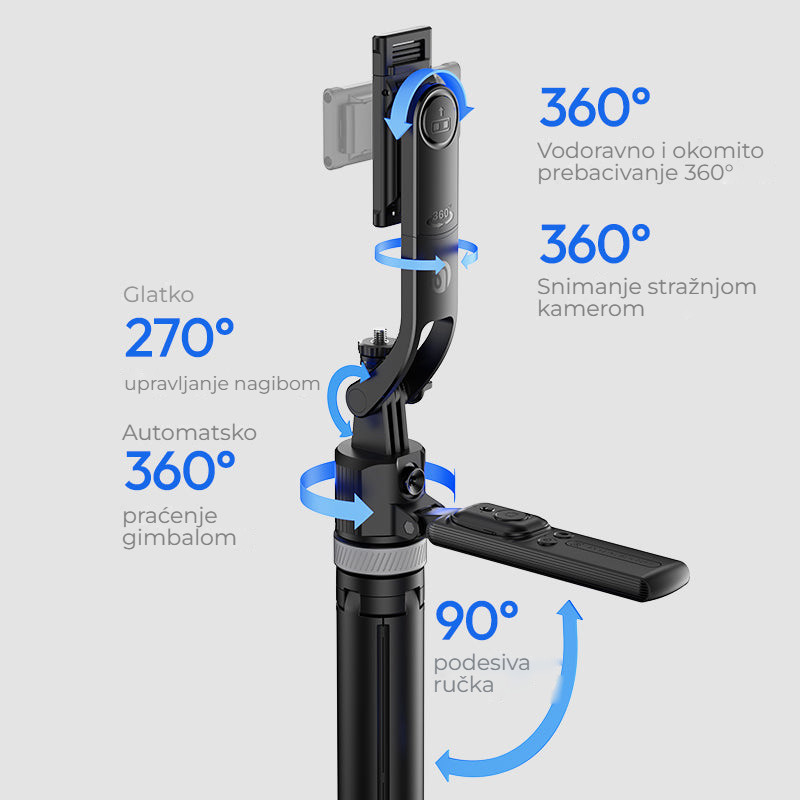Ulanzi TT23 selfie tyč a stativ s automatickým sledováním – Nastavitelný gimbal 360° a 270°