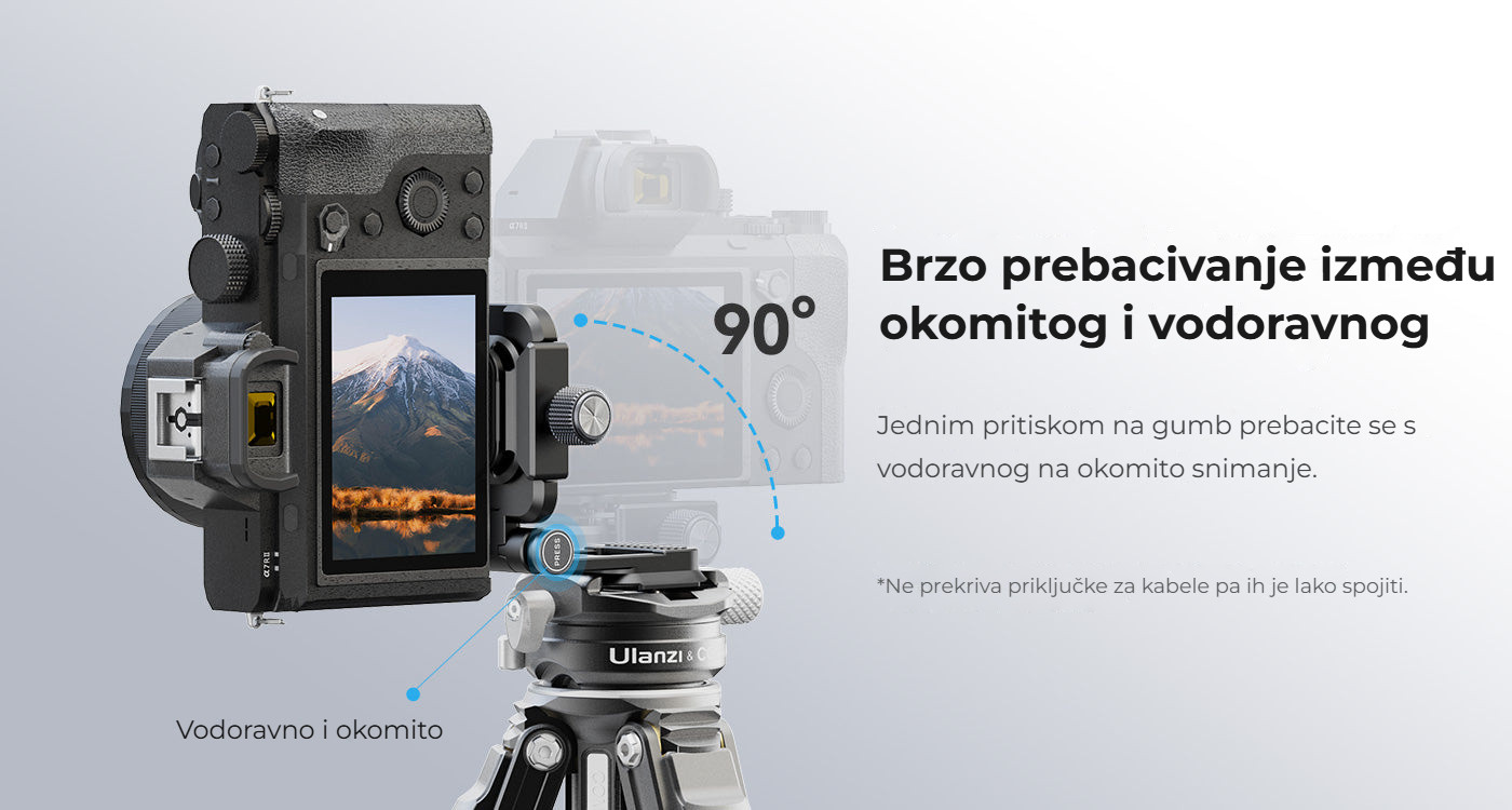 Ulanzi UKA08 Uka Camera Foldable L-Bracket – Rychlé přepínání mezi svislou a vodorovnou polohou