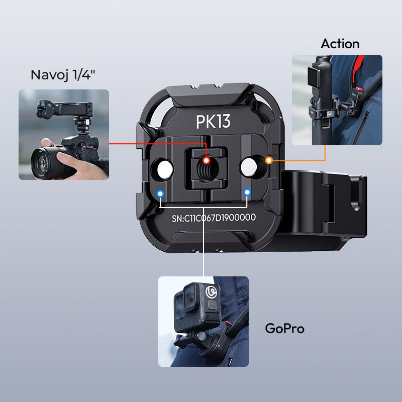 Ulanzi PK13 Uka Expansion Adapter for DJI Osmo Pocket 3 – Závit 1/4″ a uchycení GoPro