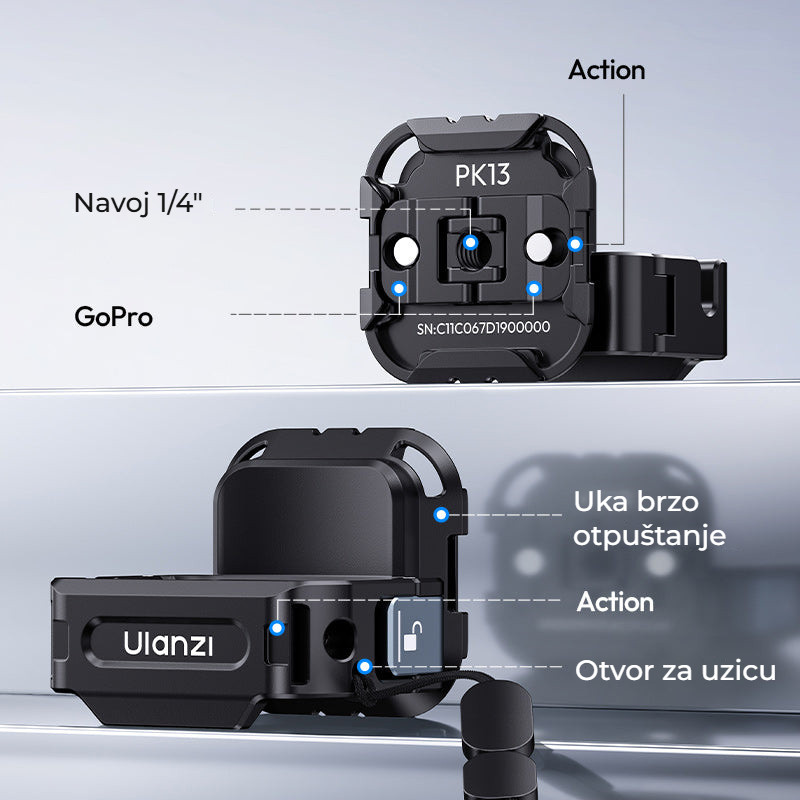 Ulanzi PK13 Uka Expansion Adapter for DJI Osmo Pocket 3 – Uka, Action a otvor pro poutko