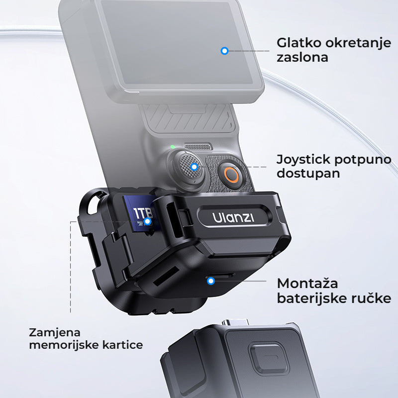 Ulanzi PK13 Uka Expansion Adapter for DJI Osmo Pocket 3 – Displej, joystick i baterie po ruce