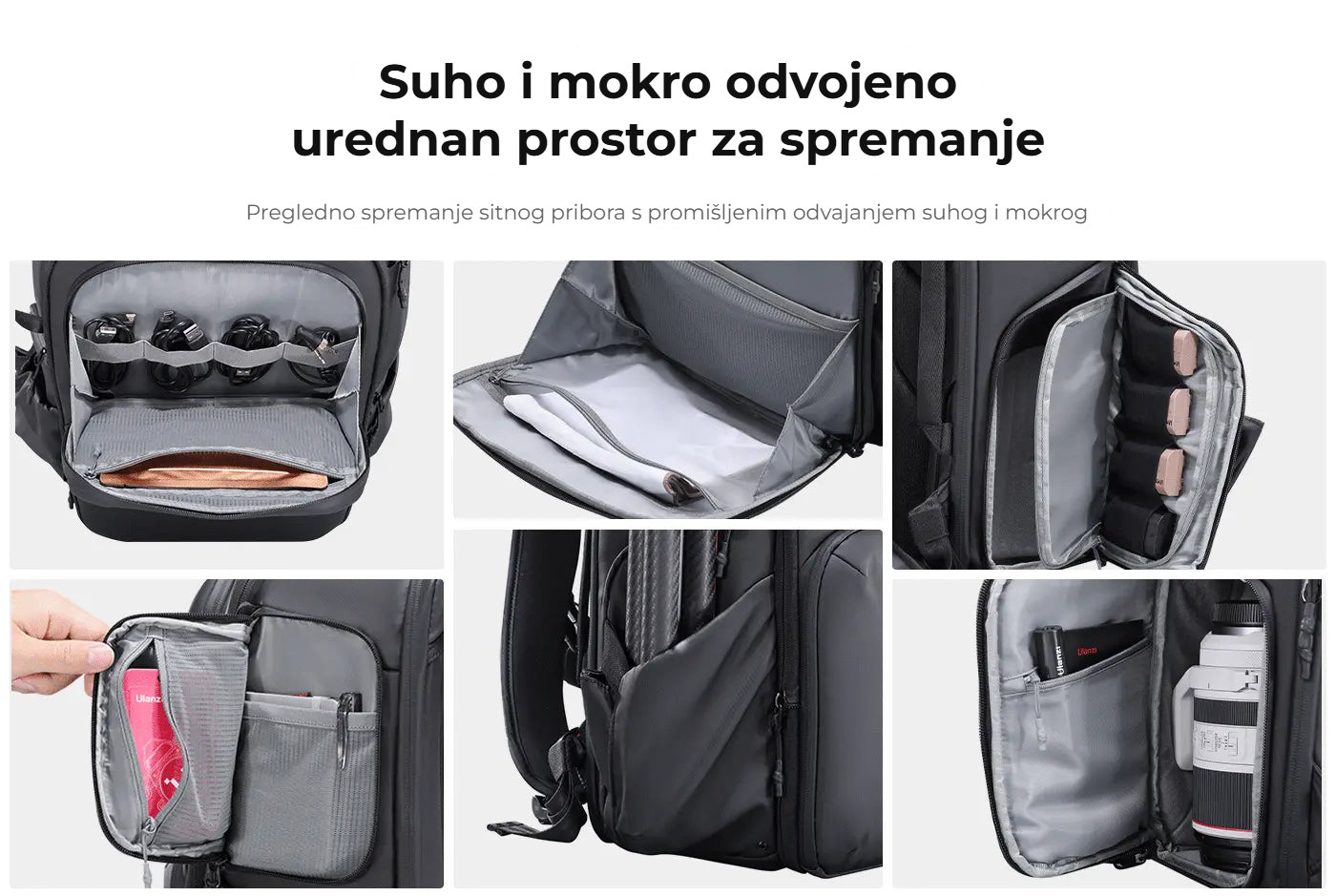 Ulanzi BP10 Hardshell Camera Backpack – Oddělený suchý a mokrý prostor