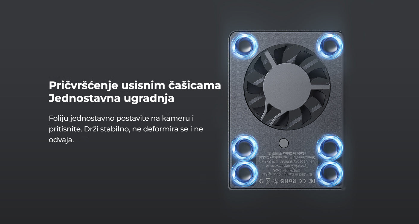 Ulanzi CA25 chladicí ventilátor pro fotoaparáty – Snadná instalace