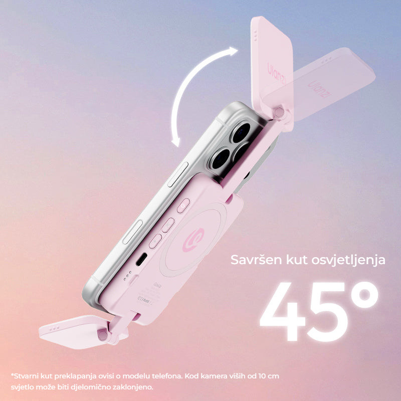 Ulanzi GL01 GlowUp světlo (Sakura Pink) – Nastavitelný úhel 45°