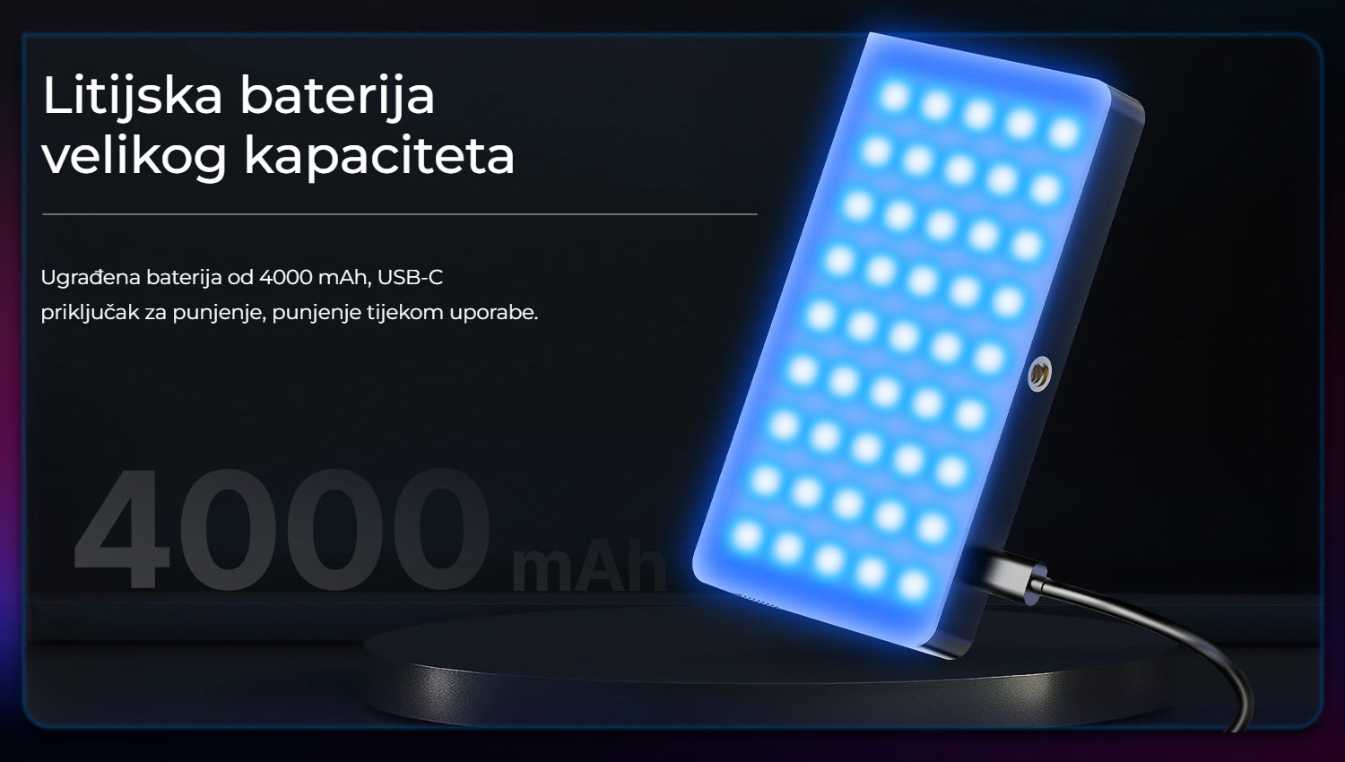 Ulanzi LT002 kapesní světlo RGB – Velkokapacitní baterie 4000 mAh