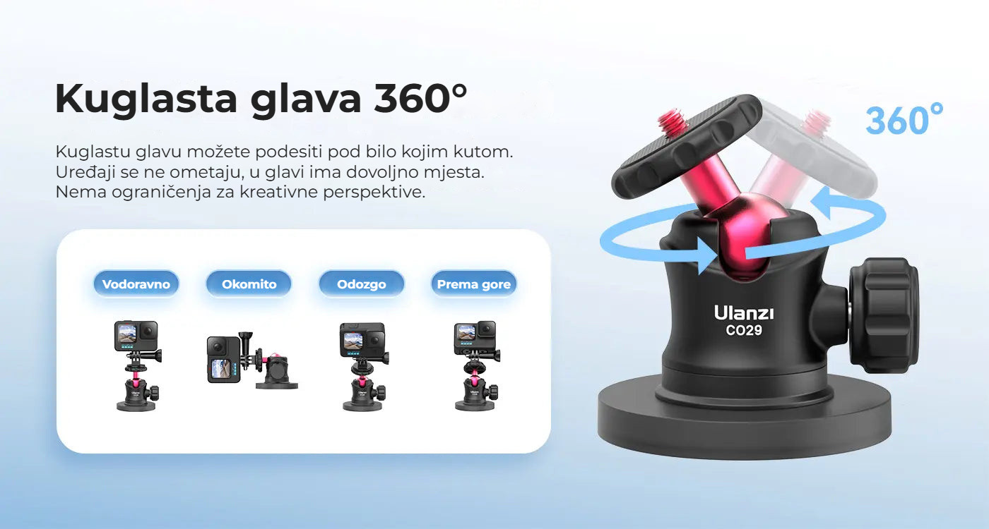 Ulanzi Magnetic Camera Mount for GoPro – Univerzální kulová hlava 360°