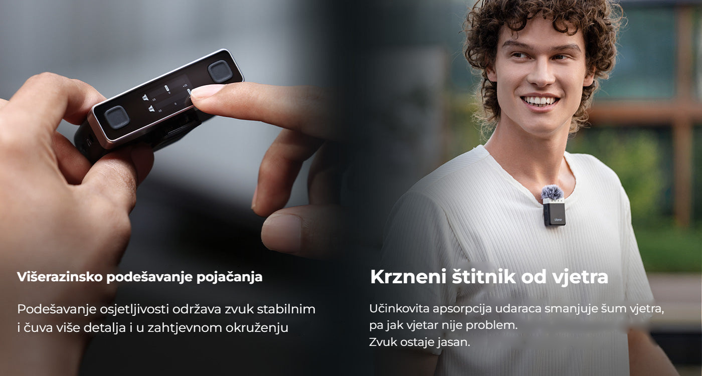 Ulanzi U-Mic AM18 – Úprava zisku a protivětrná ochrana