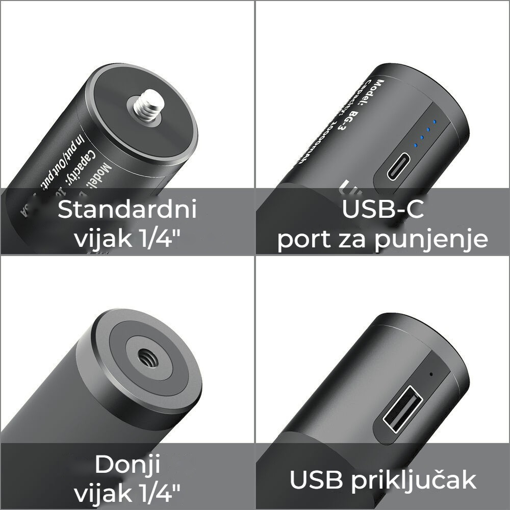 Ulanzi BG-3 power grip – Dva závity a dva porty