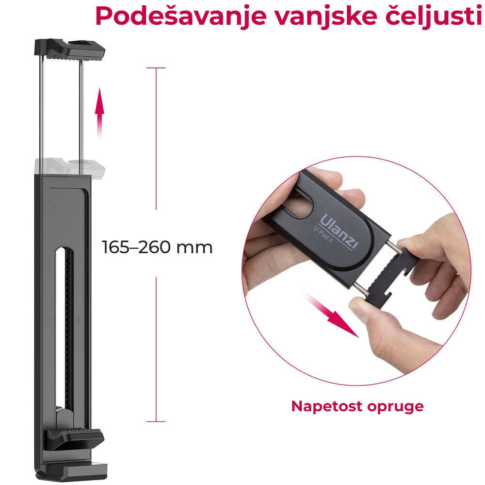 Ulanzi U-Pad II držák na telefon a tablet – Vnější čelist 165–260 mm