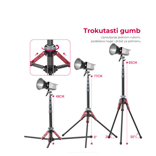 Ulanzi MT-49 karbonový stativ – Trojúhelníkový knoflík