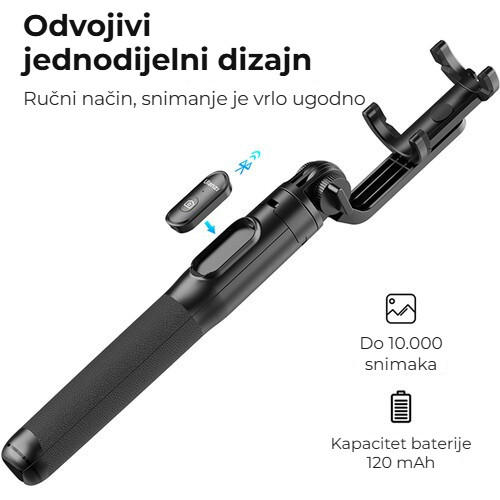 Ulanzi SK-03 selfie tyč a stativ s Bluetooth ovladačem – Odnímatelná Bluetooth spoušť