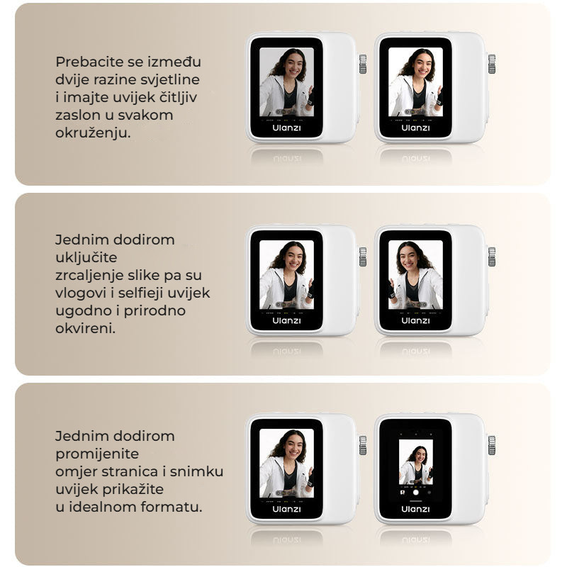 Ulanzi VM02 Wireless Magnetic Selfie Monitor – Jas, zrcadlení a poměr stran jedním klepnutím